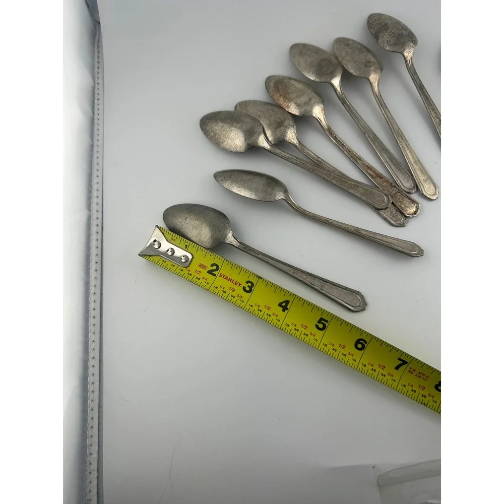 Set of‎ 9 Vintage EPNS Spoons Ornate Handle Tarnished Silverware Flatware